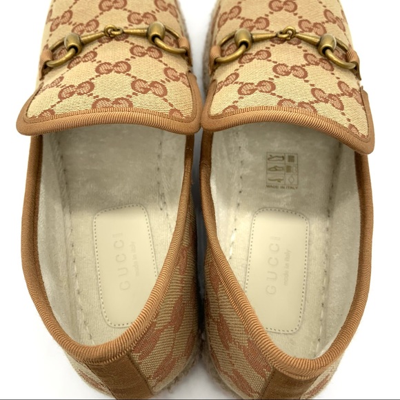 GUCCI Women’s GG Canvas Beige Espadrilles 609424 - Picture 12 of 14